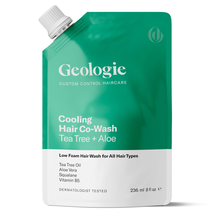 Geologie Cooling Hair CoWash 4in1 Hair Cleanser Conditioner Mask Serum Tea Tree Oil Aloe Vera Squalane Vitamin B5 Formul