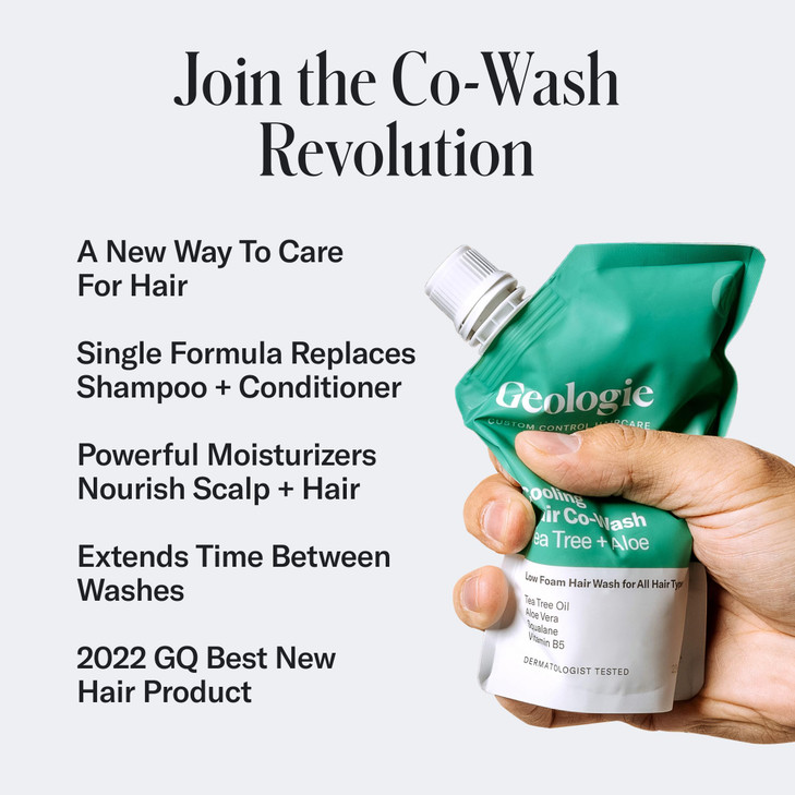 Geologie Cooling Hair CoWash 4in1 Hair Cleanser Conditioner Mask Serum Tea Tree Oil Aloe Vera Squalane Vitamin B5 Formul