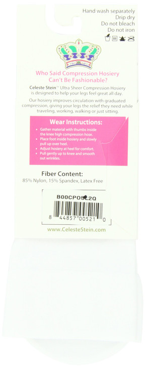 Celeste Stein Therapeutic Compression Socks, White, 15-20 mmhg, .6 Ounce online at globaldelivered