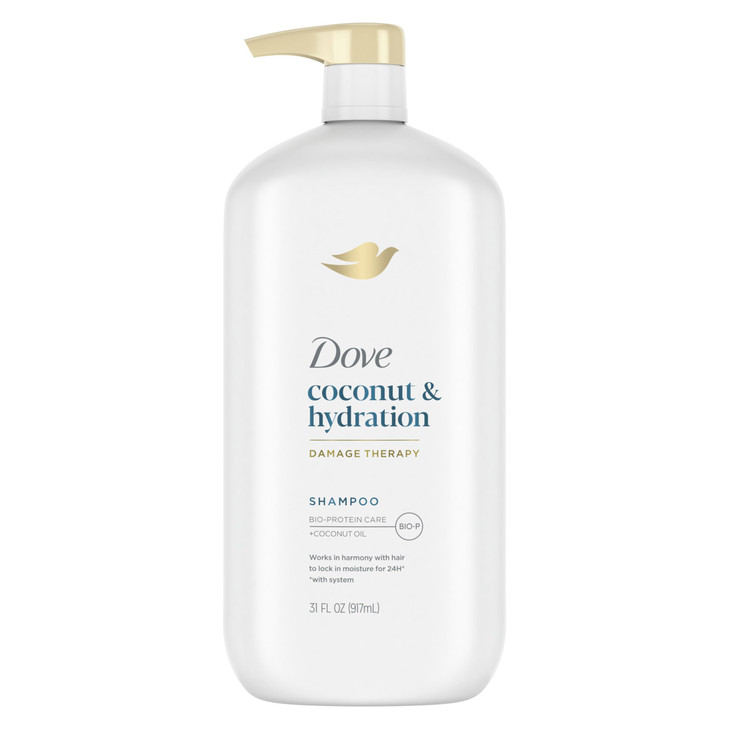 Dove Shampoo Coconut Hydration Pack of 4 For Dry Hair Shampoo with Oil Blend of Coconut Jojoba Sweet Almond 31 oz
