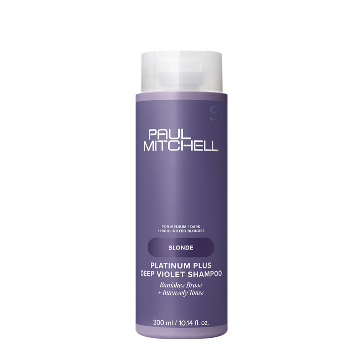 Paul Mitchell Platinum Plus Deep Violet Shampoo Banishes Brass Intensely Tones Ideal for Blonde Highlighted Gray or Silv