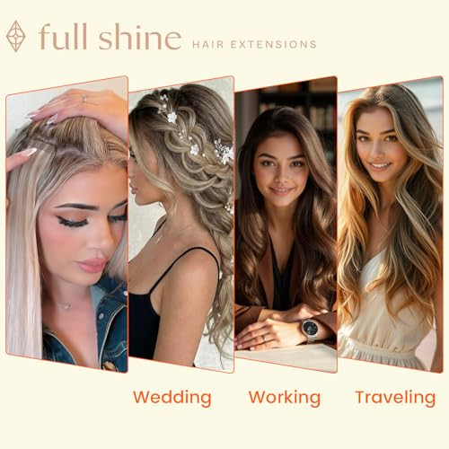 Full Shine Tape in Hair Extensions Human Hair 12Inch Balayage Color 8 Ash Brown Fading to 60 Highlighted 18 Ash Blonde S
