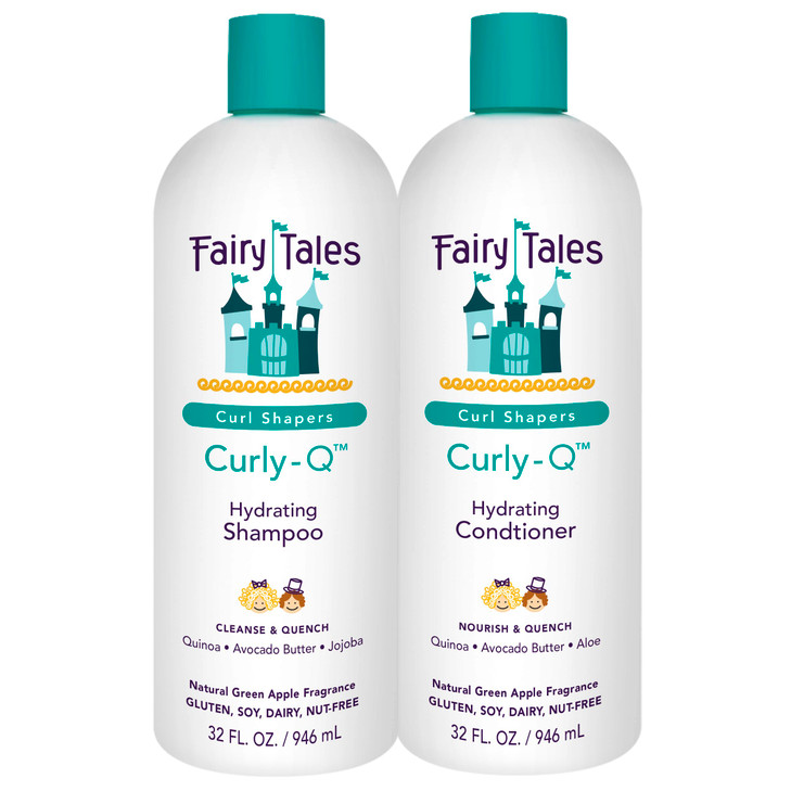 Fairy Tales CurlyQ Hydrating Shampoo and Conditioner for Kids Paraben Sulfate Gluten and Nut Free For All Curl Types Inc