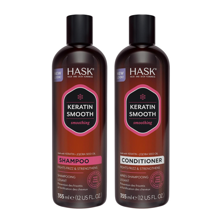 HASK Keratin Smoothing Shampoo Conditioner Set For All Hair Types SulfateFree ParabenFree GlutenFree CrueltyFree Color S