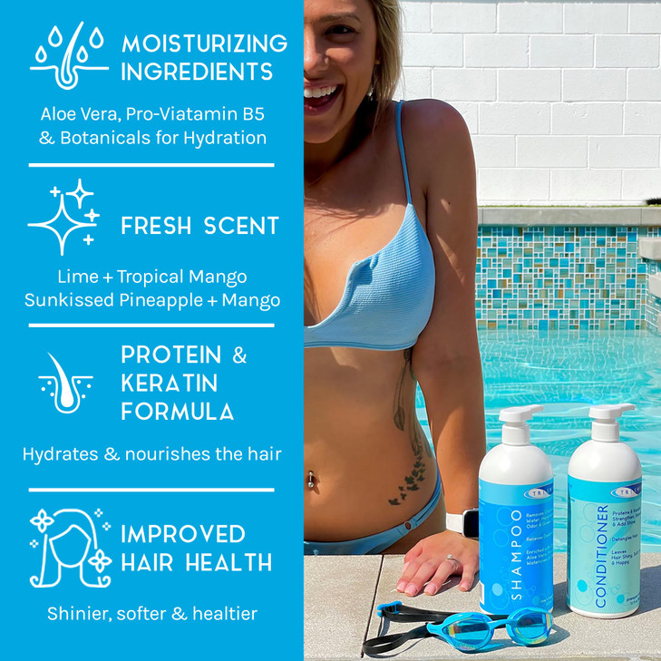 TRISWIM Hair Care Bundle with Swim Shampoo and Conditioner 32 Fl Oz Each Repairs ChlorineDamaged Hair Enhances Natural T