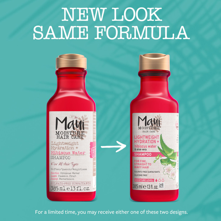 Maui Moisture Lightweight Hydration Hibiscus Water Shampoo Moisturizing Aloe Vera Shampoo Softens Curly Hair Vegan Sulfa
