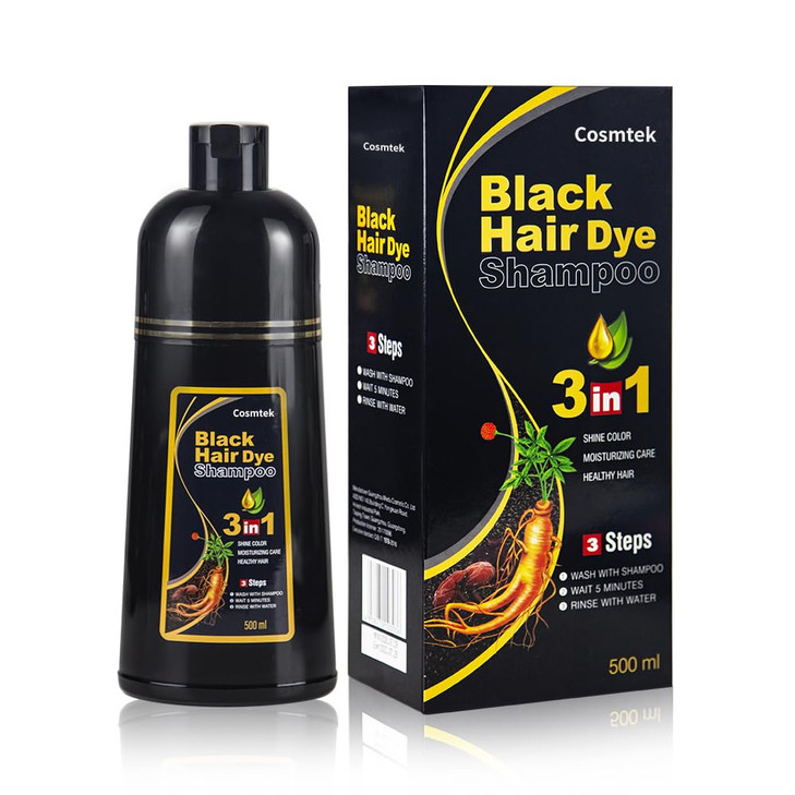 COSMTEK Black Hair Dye Shampoo for Gray Hair SemiPermanent Hair Color Shampoo for Women and Men Herbal and No Ammonia 3