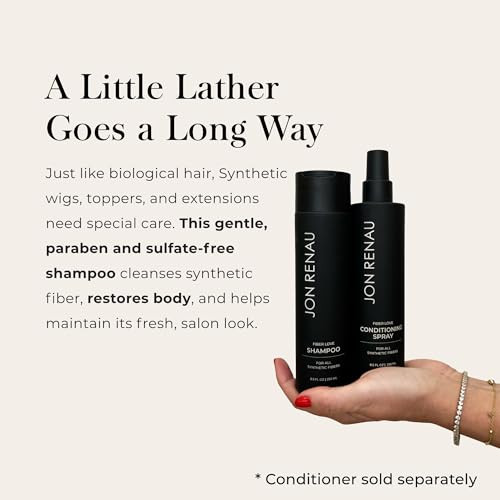 Jon Renau Fiber Love Shampoo Paraben Sulfate Free Moisturizing and Gentle Cleanser for Synthetic Wigs and Hair Extension
