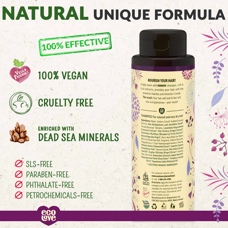 Eco Love Shampoo Blueberry Grape Lavender Extracts 1691 Fl Oz
