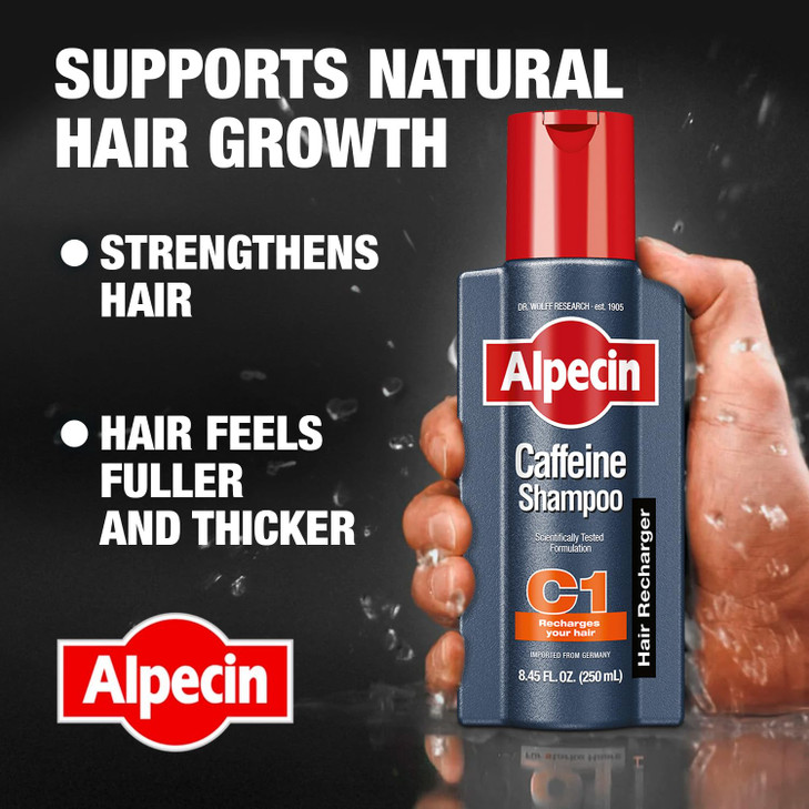 Alpecin C1 Caffeine Shampoo 845 fl Oz Pack of 3 I Hair Performance Enhancer I Promotes Natural Hair Growth and Thickness