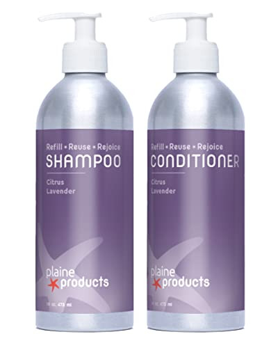 EcoFriendly Shampoo and Conditioner Citrus Lavender SulfateParabenPhthalate Free 16oz Refillable Aluminum Bottles with P