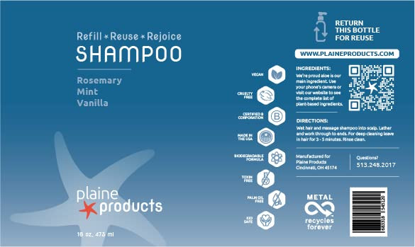 Plaine Products EcoFriendly Shampoo and Conditioner Rosemary Mint Vanilla Sulfate Paraben Free 16oz Refill Bottles