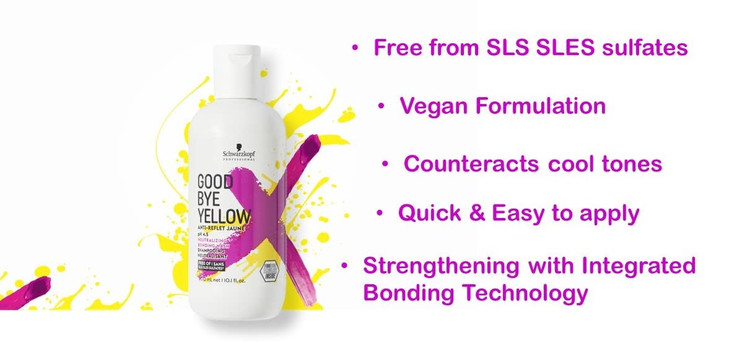 GOODBYE YELLOW Purple Shampoo Neutralizing Wash 338 oz AntiYellow Vegan Shampoo for Blonde Gray Hair Vegan Color Balanci