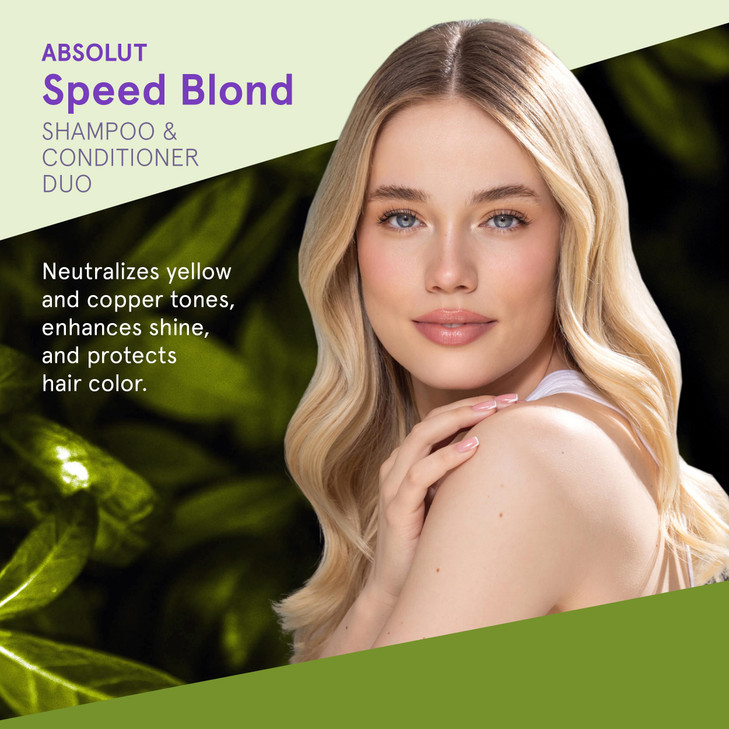 Inoar Absolut Speed Blond Shampoo Conditioner Kit with Argan Oil for Blonde Silver Gray Hair with Tone Neutralization Hy