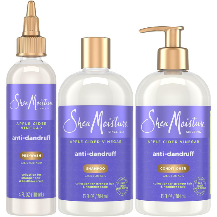 SheaMoisture AntiDandruff Shampoo Conditioner PreWash Apple Cider Vinegar Shea Butter 3 Salicylic Acid for Flakes Itchy
