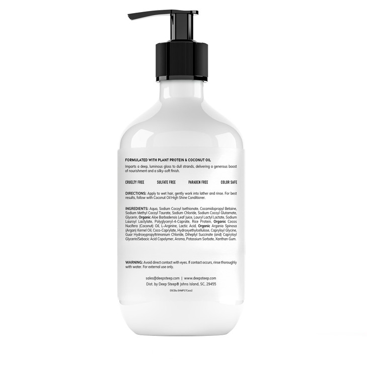 Deep Steep High Shine Coconut Oil Shampoo 17 oz Moisturizing Shampoo with Aloe Vera Argan Oil Rice Protein Glycerin Sulf