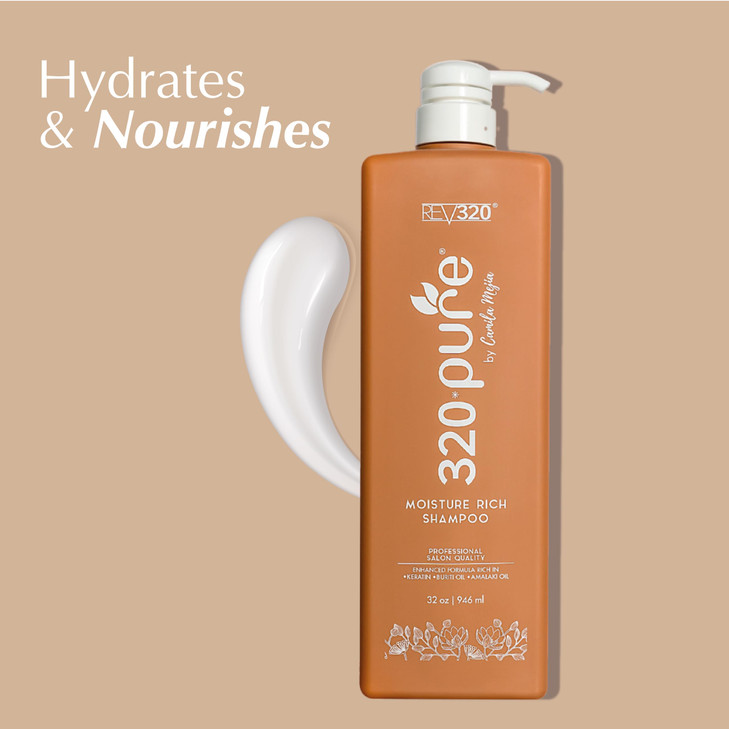 320Pure Moisture Rich Shampoo Professional Salon Nourishes and Repairs All types of Hair KeratinOmega Argan Oil 32oz