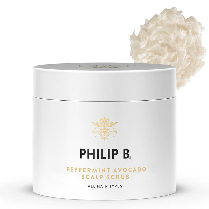 PHILIP B Peppermint Avocado Scalp Scrub 8 Fl Oz Crme Shampoo Sea Salt Scalp Scrub with Witch Hazel and Aloe For All Hair