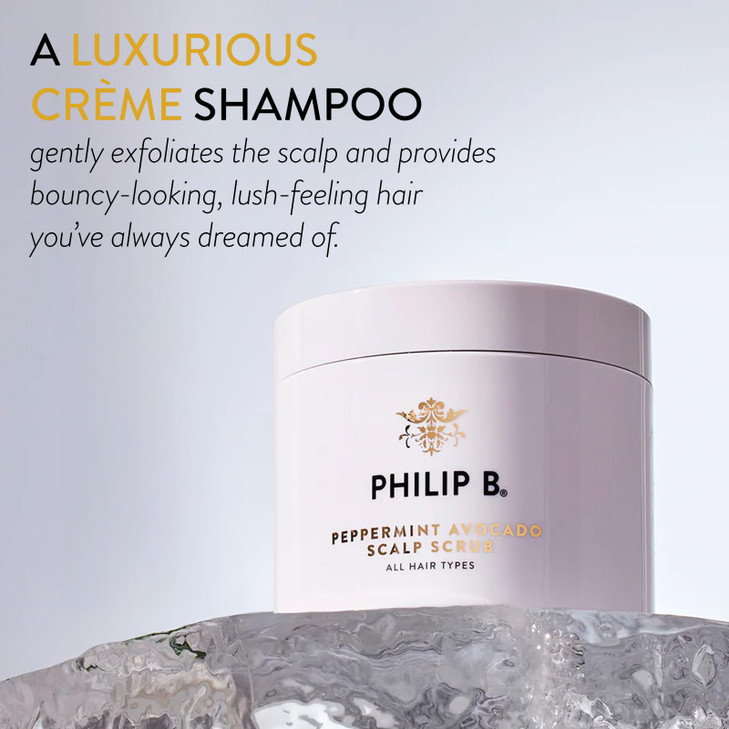 PHILIP B Peppermint Avocado Scalp Scrub 8 Fl Oz Crme Shampoo Sea Salt Scalp Scrub with Witch Hazel and Aloe For All Hair