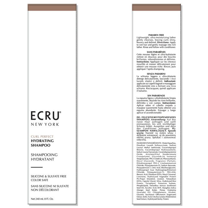 ECRU New York Curl Perfect Hydrating Shampoo Curly Hair Shampoo for Women or Men 24oz
