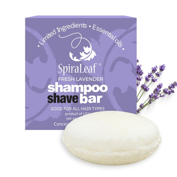SPIRALEAF Shampoo Shave Bar PlantBased Shampoo Shave Bar for All Hair Types Concentrated Formula with Essential Oils Lim