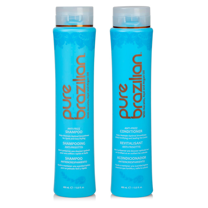 Pure Brazilian AntiFrizz Daily Shampoo Conditioner SaltFree Color Safe Enriched with Keratin Argan Oil Acai 135 Ounce 40