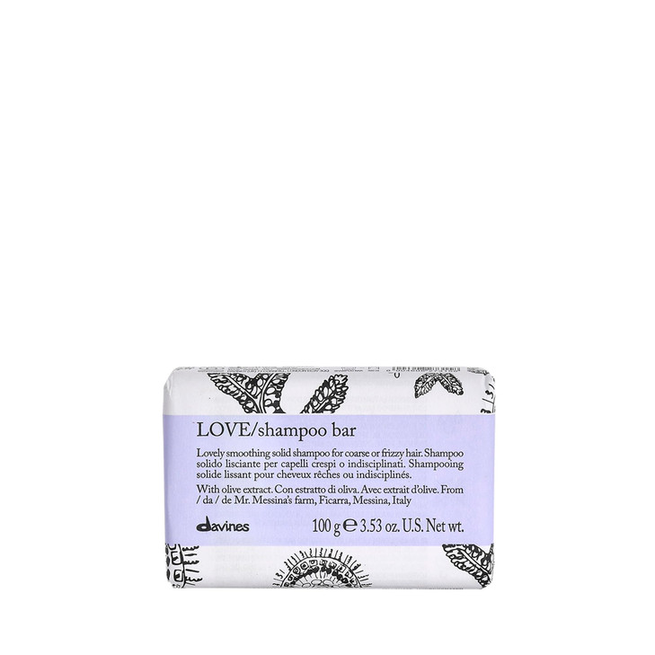 Davines LOVE Smoothing Shampoo Bar Practical Compact Solid Texture Turns into Rich Creamy Foam for Wavy Unruly Coarse or