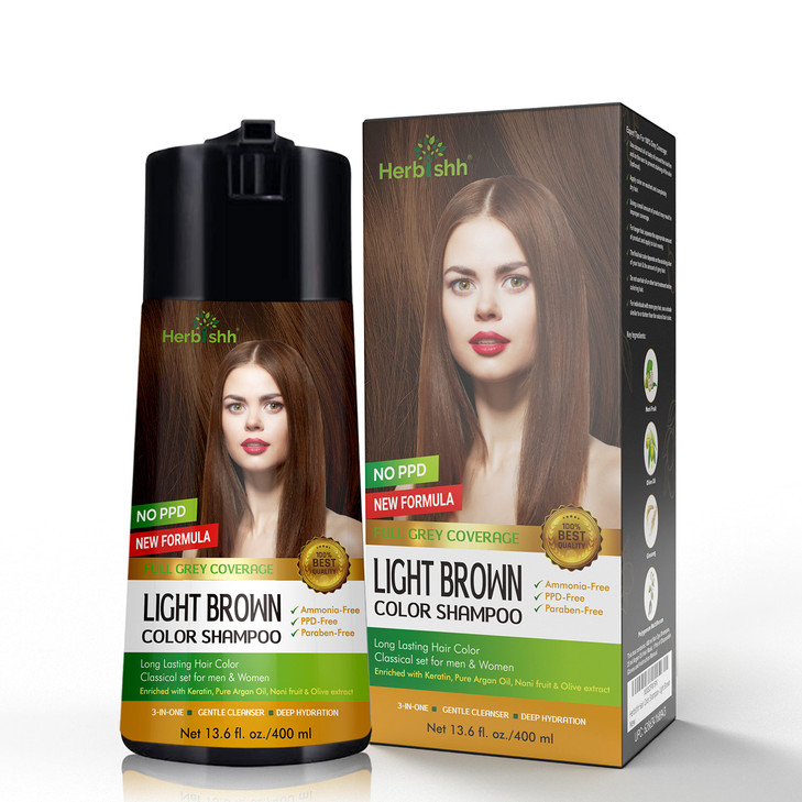 Herbishh Hair Color Shampoo for Gray Hair Enriched Color Shampoo Hair Dye Formula 3 IN 1 Hair Dye Shampoo and Conditione