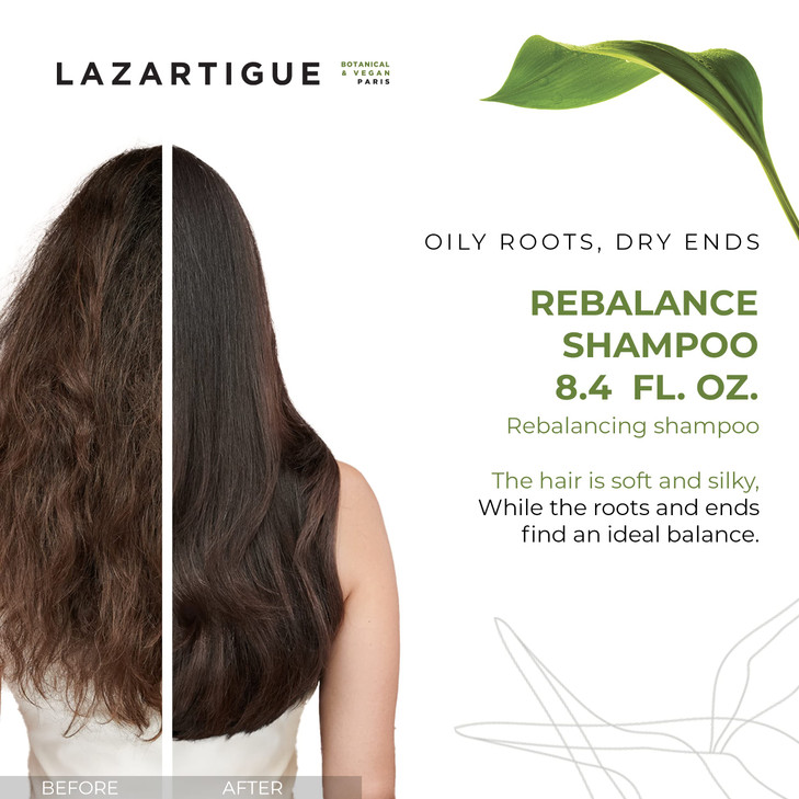 Lazartigue Rebalance Shampoo Rice Vinegar Spirulina Purifies Oily Roots Balances Moisture Vegan Sulfate Silicone Free 84