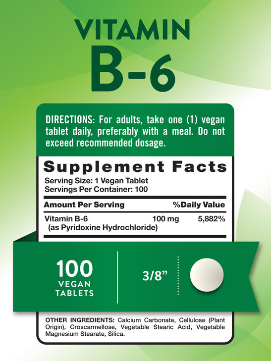 Nature's Truth B6 Vitamin | 100mg | 100 Tablets | Vegan, Non-GMO & Gluten Free Supplement