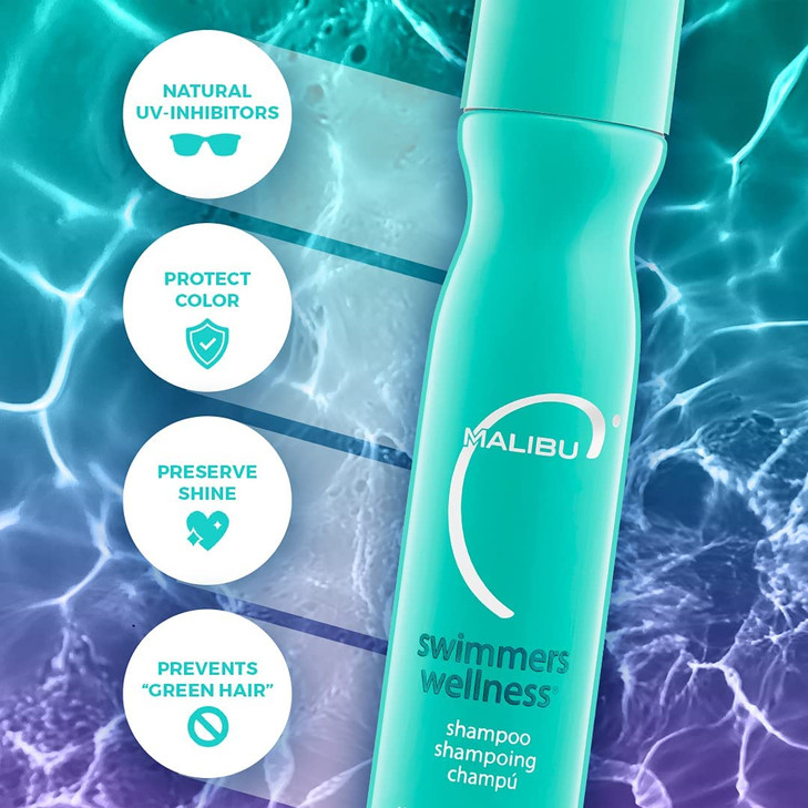 Malibu C Swimmers Wellness Clarifying Shampoo for Chlorine Hair Build Up Adults Kids Swim Shampoo to Help Protect Agains