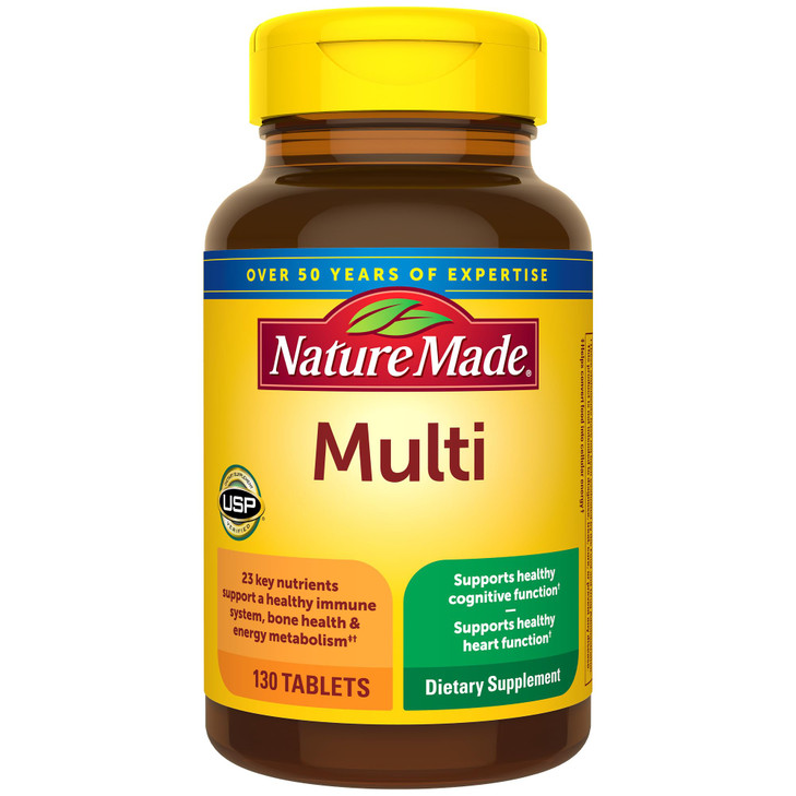 Nature Made Multivitamin Tablets with Vitamin D3 and Iron, 130 Count for Daily Nutritional Support online at globaldelivered