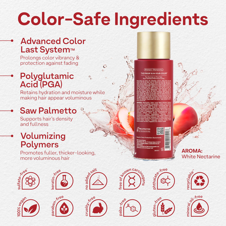 Colorproof Volume Shampoo for Women 85 Fl Oz Volume Shampoo White Nectarine Scent Sulfate Free Shampoo