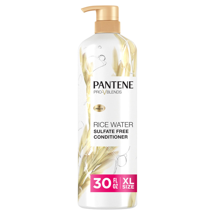 Pantene Conditioner with Rice Water Protects Natural Hair Growth Volumizing for Women Nutrient Infused with Vitamin B5 P