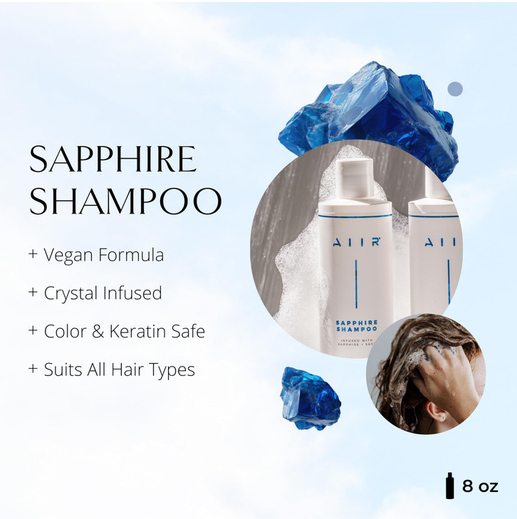 AIIR Sapphire Shampoo Natural Hair Growth Shine Formula Crystal Infused Vegan SulfateFree ColorSafe Professional Hair Ca