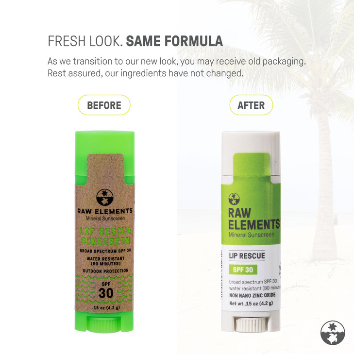 Raw Elements Organic Outdoor Sunscreen Lip Balm Rescue - SPF 30, UVA-UVB Protection, Reef-Safe, Non-Nano Zinc, Water Resistant, 0.15 oz (Pack of 1) online at globaldelivered
