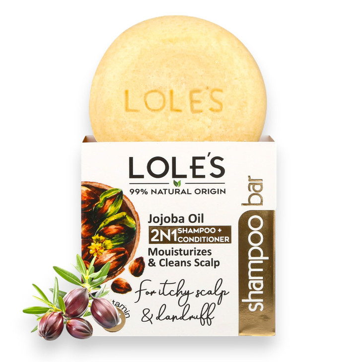 LOLES Shampoo Bar and Conditioner 2in1 with Jojoba Oil for Itchy Scalp Dandruff Moisturizes Cleans Scalp Travel Shampoo