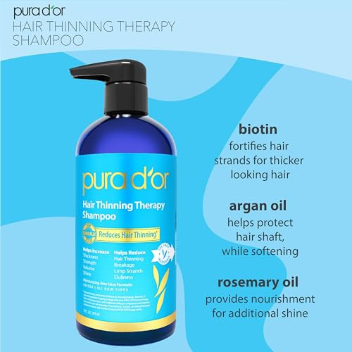 PURA DOR 16 Oz Hair Thinning Therapy Biotin Shampoo ORIGINAL Scent CLINICALLY TESTED Effective Results Herbal Blend Hair