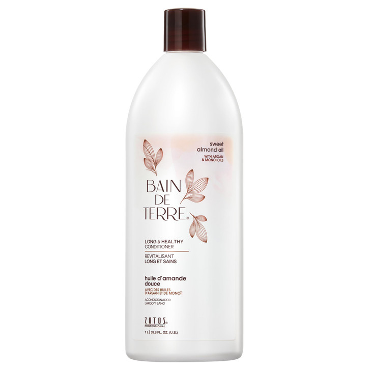 Bain de Terre Sweet Almond Oil Long Healthy Conditioner Strength Protection for Weak Damaged Hair with Argan Monoi Oils