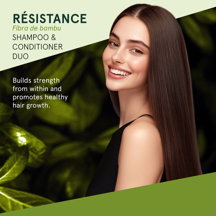 Inoar Rsistance Bamboo Fiber Shampoo Conditioner Kit with Biotin for Strengthening Repair Shine 338 Fl Oz Each