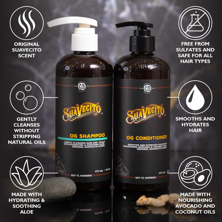 OG Shampoo Conditioner Set 16 oz Pump Bottle with Provitamin B5 Natural Oils To Fortify Restore Damaged Hair Gently Clea