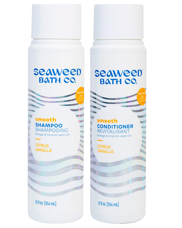 Seaweed Bath Co Smooth Shampoo and Conditioner Set Citrus Vanilla Hydrate With Aloe Borage Oil and Broccoli Seed Oil for