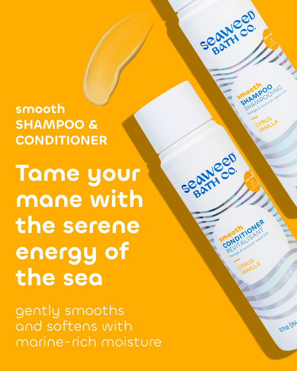 Seaweed Bath Co Smooth Shampoo and Conditioner Set Citrus Vanilla Hydrate With Aloe Borage Oil and Broccoli Seed Oil for