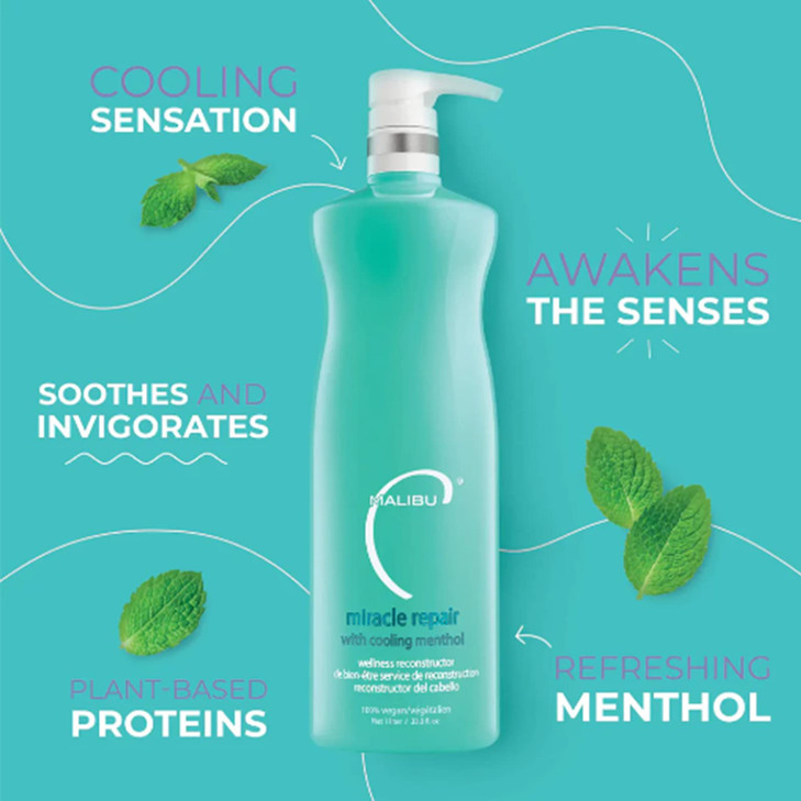 Malibu C Miracle Repair Reconstructor Nourishing Hair Treatment for Weak Damaged Strands Flax Protein Vitamin B5 for Moi