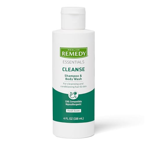Medline Remedy Essentials Shampoo and Body Wash 4 fl oz Full Body Cleanser with Aloe For Adults Elderly Easy Rinse Gel f