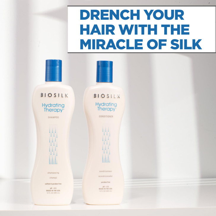 BioSilk Hydrating Therapy Shampoo Conditioner Replenishes Hair Moisture Coarse Hair Sulfate Paraben CrueltyFree 12 Oz 2