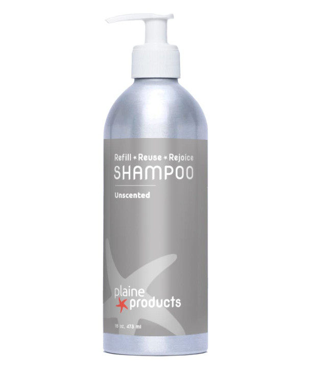 Plaine Products EcoFriendly Shampoo Unscented ParabenSulfatePhthalate Free 16oz Refillable Aluminum Bottle with Pump