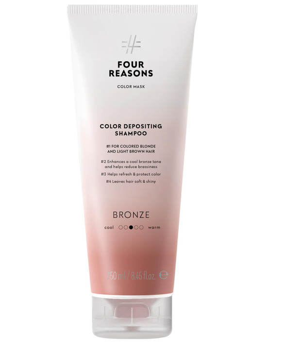 FOUR REASONS Bronze Hair Toner Color Depositing Shampoo for Treated Hair 8 Colors SulfateFree Vegan 845 Fl Oz