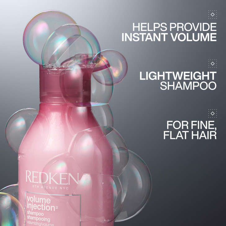 Redken Volume Injection Shampoo Lightweight Volume Shampoo For Fine Hair Adds Volume Lift and Body to Flat Hair Soft Shi