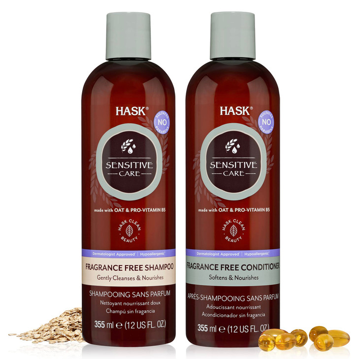 HASK Sensitive Care Shampoo Conditioner Set FragranceFree ParabenFree SulfateFree GlutenFree Vegan CrueltyFree Color Saf